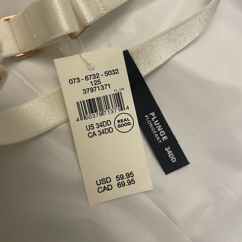 NWT Aerie Real Power Plunge Push Up Eyelash Lace Bra in Ivory Size 34DD - Picture 7 of 13